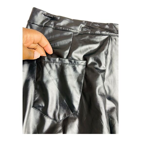 Daisy Womens Faux Leather Flared Motorcycle Biker Pants Black High Rise XL - Picture 4 of 7